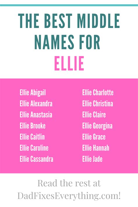 Middle Names That Go With Ellie Cool Middle Names Middle Names For