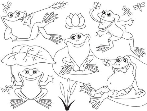 70 Off Sale Frog Clipart Digital Vector Frog Black And White Lily