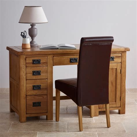 Original Rustic Computer Desk In Solid Oak Oak Furniture Land