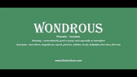 Wondrous How To Pronounce Wondrous With Phonetic And Examples Youtube