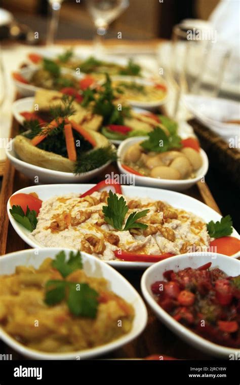 Traditional Turkish Appetizer Foods Turkish Meze On The Restaurant