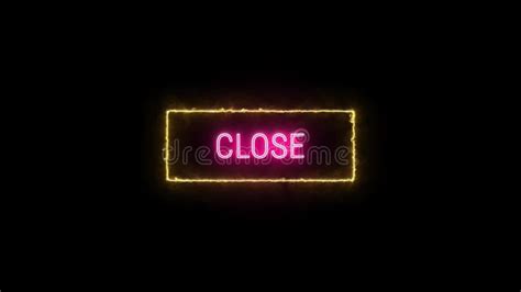 We Are Open Neon Red Blue Fluorescent Text Animation Pink Frame Black Background Stock Footage