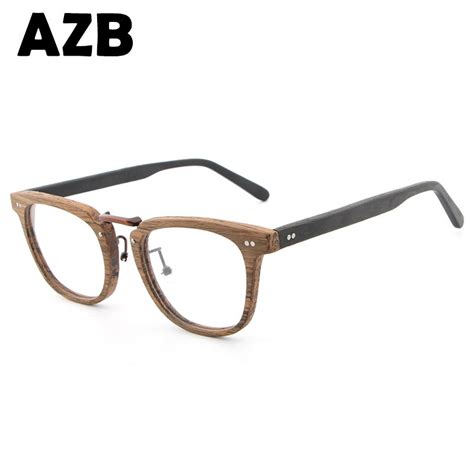 Azb 2017 New Myopia Retro Fashion Glasses Frame Mens Brand Wood Grain