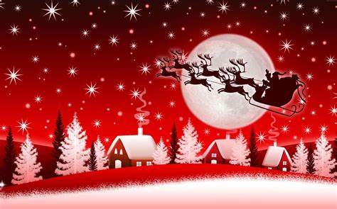 Merry Christmas And Happy New Year Winter Moon Santa Deer Wallpaper Hd