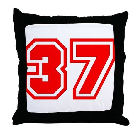 Varsity Uniform Number 37 Red Throw Pillow By Paul Cafepress