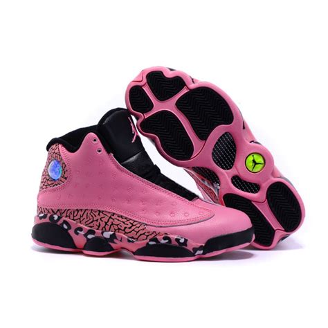 Women Air Jordan 13 Leopard Pattern Print Pink Basketball Shoes Women