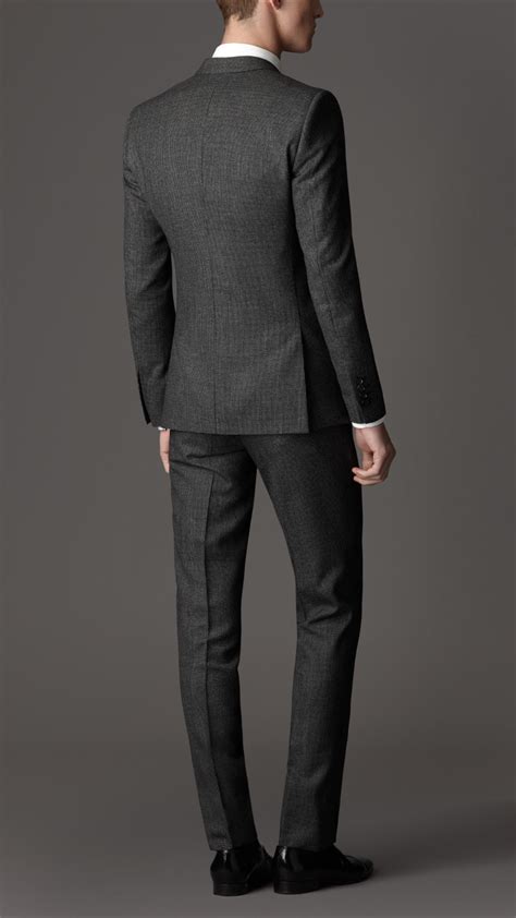 burberry slim fit wool suit in charcoal gray for men lyst