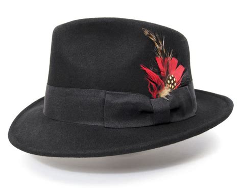 Fedora Feather Gangster Pimp Mob Godfather Hat Black Ebay