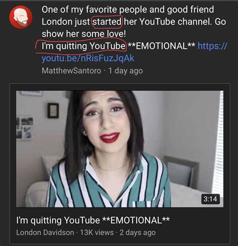 she just started youtube and is doing fake quitting youtube clickbait videos already r