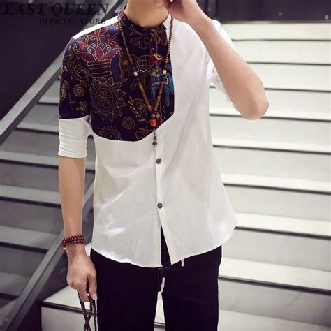 Traditional Chinese Clothing For Men Vintage Floral Print Mens White