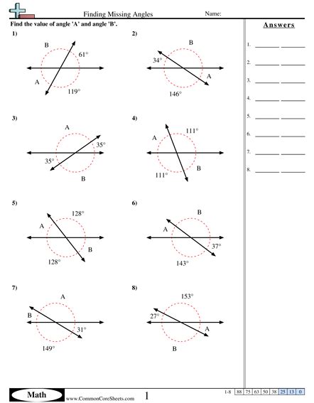 Finding Missing Angles Worksheet Geometry Angles Triangle Angles