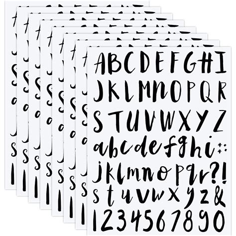 Buy 8 Sheets Vinyl Alphabet Letter Sticker Cursive Alphabet Letter