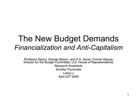 Ppt The New Budget Demands Financialization And Anti Capitalism