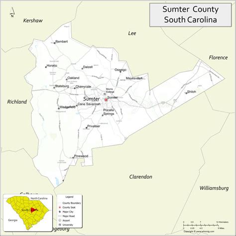Map Of Sumter County South Carolina Where Is Located Cities Population Highways And Facts
