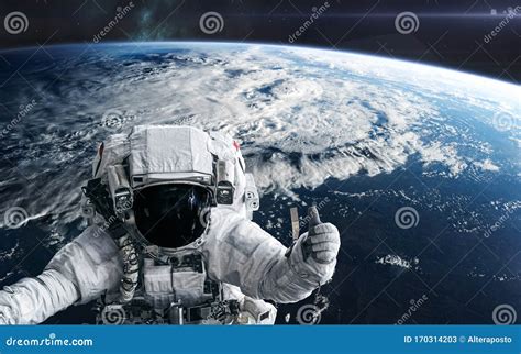 Astronauts In Orbit Of Planet Earth Solar System Stock Image Image