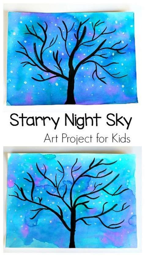 Starry Night Sky Art Project For Kids Use Watercolors To Make This
