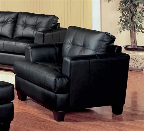 Samuel Black Leather Living Room Set From Coaster Coleman Furniture