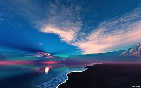 Wallpaper Sunlight Colorful Digital Art Sunset Sea