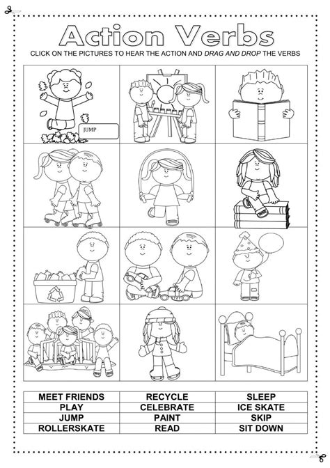 Pin By Reyna Hernandez On Action Verbs Action Verbs Worksheet Action