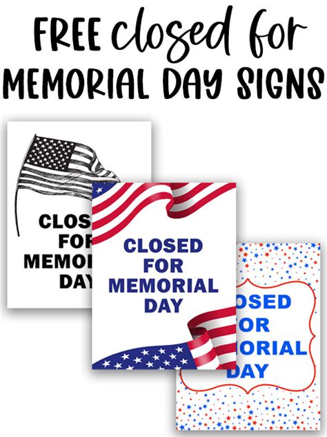 Printable Sign Closed Memorial Day Featured Mom Envy