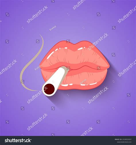 Female Sexy Pink Lips Holding Cigarette Stock Vector Royalty Free Shutterstock