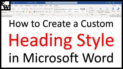 How To Create A Custom Heading Style In Microsoft Word Youtube