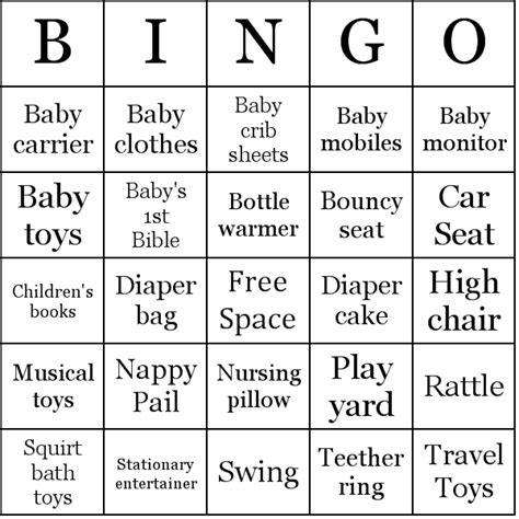 Baby Shower Ts Bingo Cards