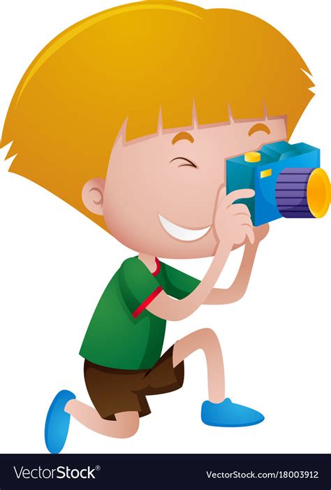 Little Boy Taking Picture With Camera Royalty Free Vector