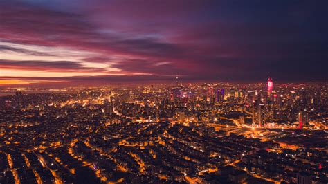 Desktop Wallpaper Illuminated Sky Beautiful Cityscape Night Hd Image
