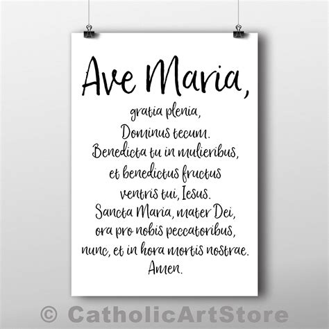 Ave Maria Latin Prayer Printable Catholic Hail Mary Prayer Etsy Prayers To Mary Printable