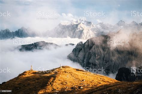 Misty Mountains In Tre Cime Di Lavaredo Dolomites Italy