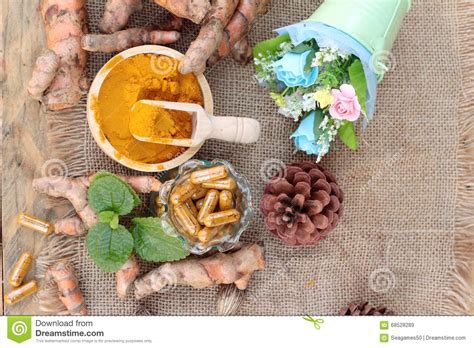 Turmeric Powder With Tumeric Capsules For Health Stock Image Image