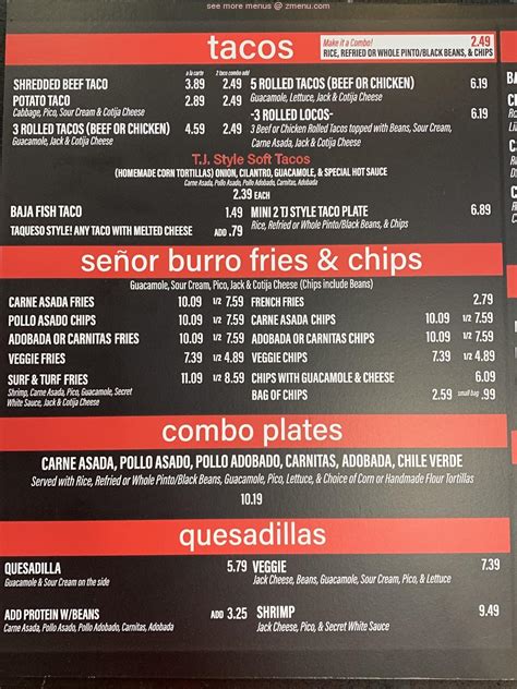 Whether you want to order breakfast, lunch, dinner, or a snack. Online Menu of Señor Burro Restaurant, La Mesa, California ...