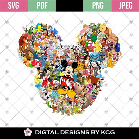 Mickey Mouse Mickey Head Multi Character Svg Png Pdf Etsy