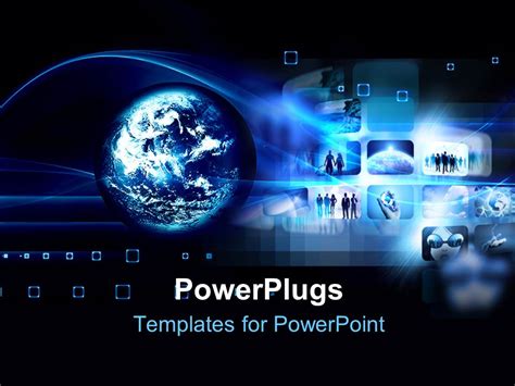 Powerpoint Template Hi Tech Futuristic Concept With Globe And Collage