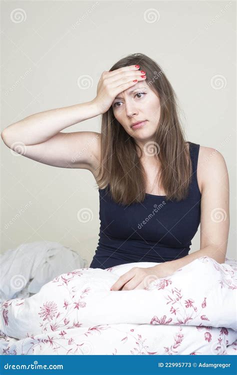 Beautiful Woman Suffering From Headache Stock Image Image Of American