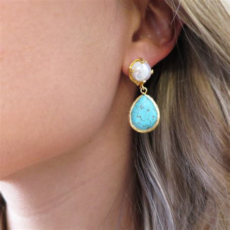 Pearl Turquoise Earrings