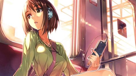 Headphone Tomboy Anime Girl With Brown Hair