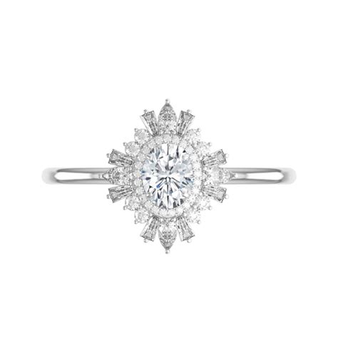 1 Carat Oval Diamond And Art Deco Halo Ring Raven Fine Jewelers