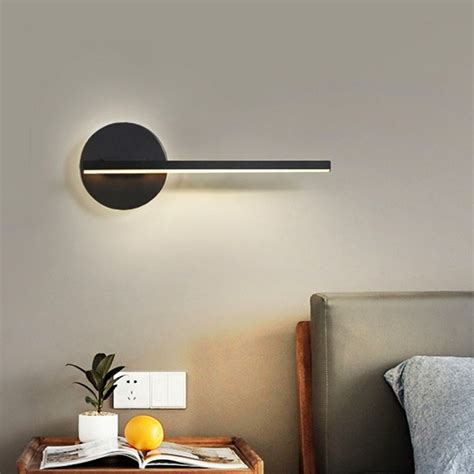 Minimal Pole Led Wall Lamp Sconce Metallic Black Study Desk Wall Mount