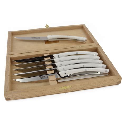 Coffret 6 Couteaux à Steak Claude Dozorme Le Thiers Krion Blanc