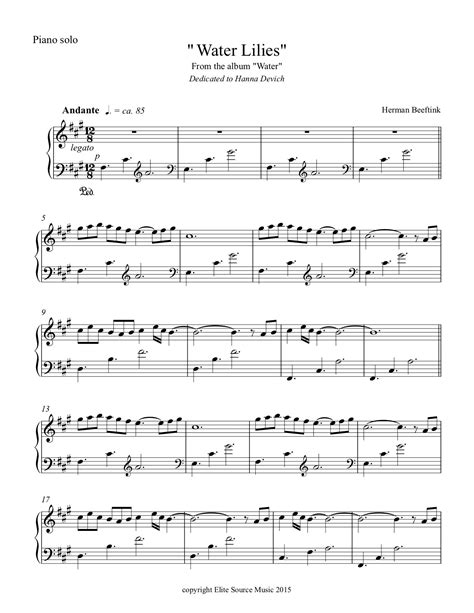 Water Lilies Piano Solo By Herman Beeftink Sheet Music Digital