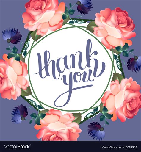 Calligraphic Thank You Post Card With Beautiful Vector Image