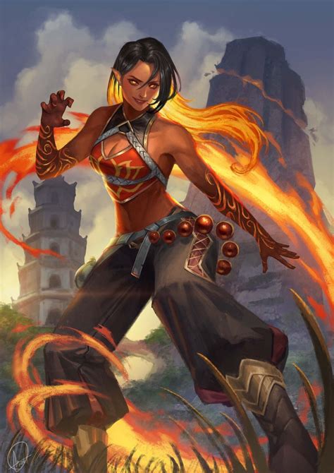 Artstation Kosho A Female Fire Genasi Dungeons And Dragons Characters Dnd Characters Fantasy