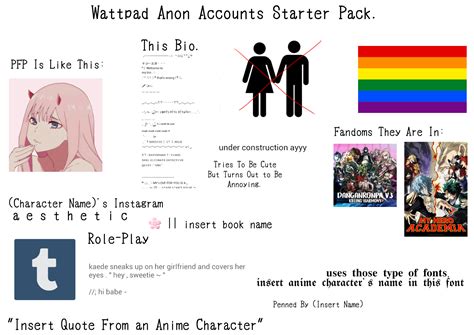 the wattpad anon account starter pack r starterpacks