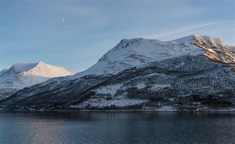 Hd Wallpaper Norway Fjord Snow Mountains Coast Scandinavia
