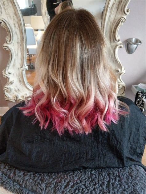 Pretty Pink Balayage Ombre With Creamy Blonde And Deeper Roots Hair By