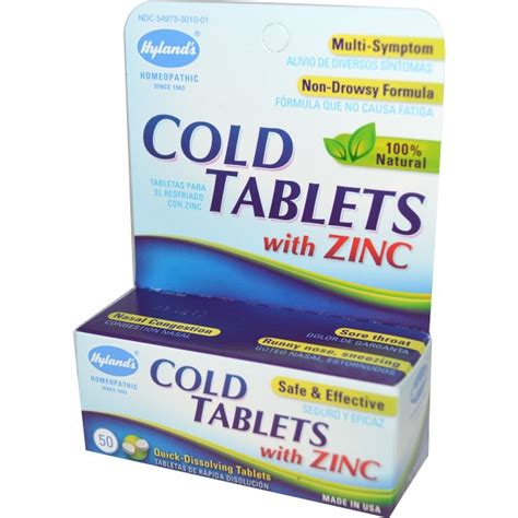Cold Tablets W Zinc 50 Tabs Hylands 2024