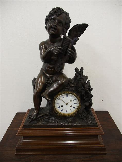 Antique French Bronze Mantel Clock 1 Antiquescouk
