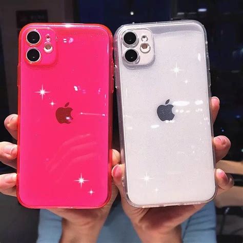 Iphone 12 12 Pro Neon Pink Glitter Case Etsy